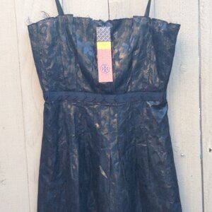 Tory Burch NEW "Renne" Black Metallic Fringe Dress 10 SPECTACULAR NWT